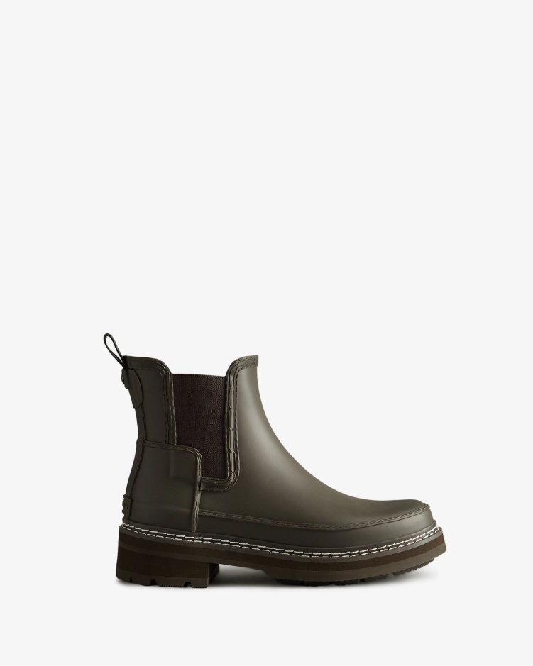 Hunter Chelsea Boots Met Verfijnde Stiksels Voor Dames, Bittere Chocolade