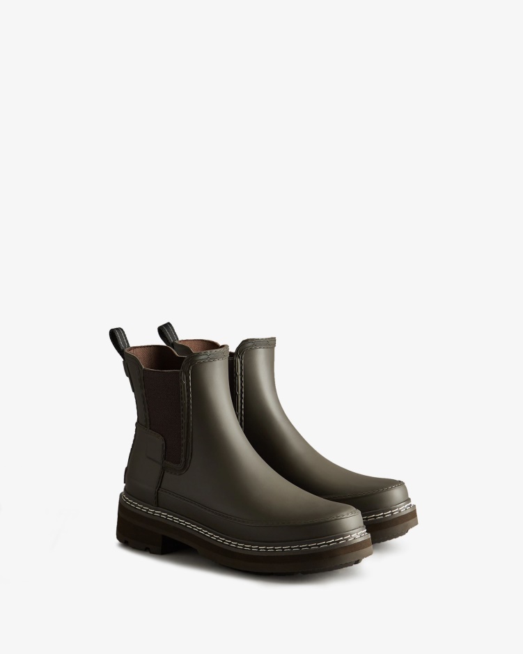 Hunter Chelsea Boots Met Verfijnde Stiksels Voor Dames, Bittere Chocolade
