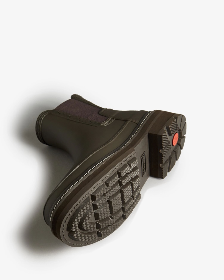 Hunter Chelsea Boots Met Verfijnde Stiksels Voor Dames, Bittere Chocolade