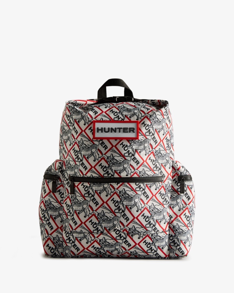 Hunter Nylon Top Clip Maan Nieuwjaar Rugzak Met Tijgerprint Zwart-wit