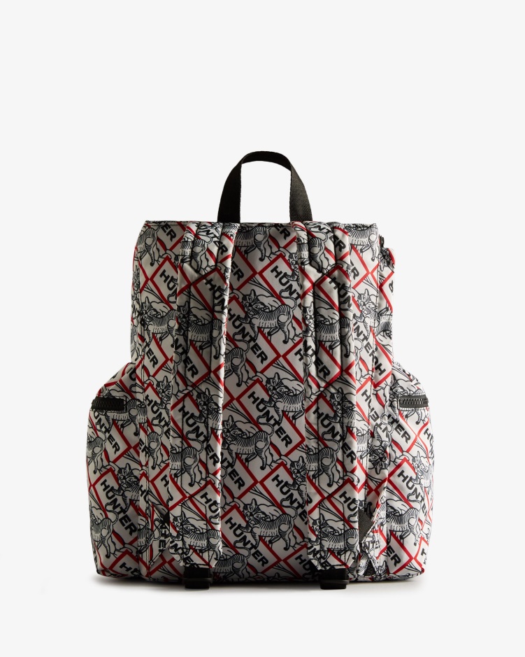 Hunter Nylon Top Clip Maan Nieuwjaar Rugzak Met Tijgerprint Zwart-wit