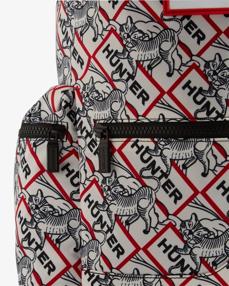 Hunter Nylon Top Clip Maan Nieuwjaar Rugzak Met Tijgerprint Zwart-wit