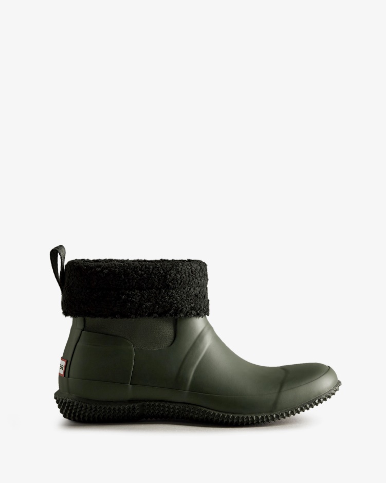 Hunter Heren Geïsoleerde Roll-top Vegan Shearling Boots Donker Olijfgroen