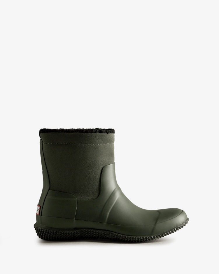 Hunter Heren Geïsoleerde Roll-top Vegan Shearling Boots Donker Olijfgroen