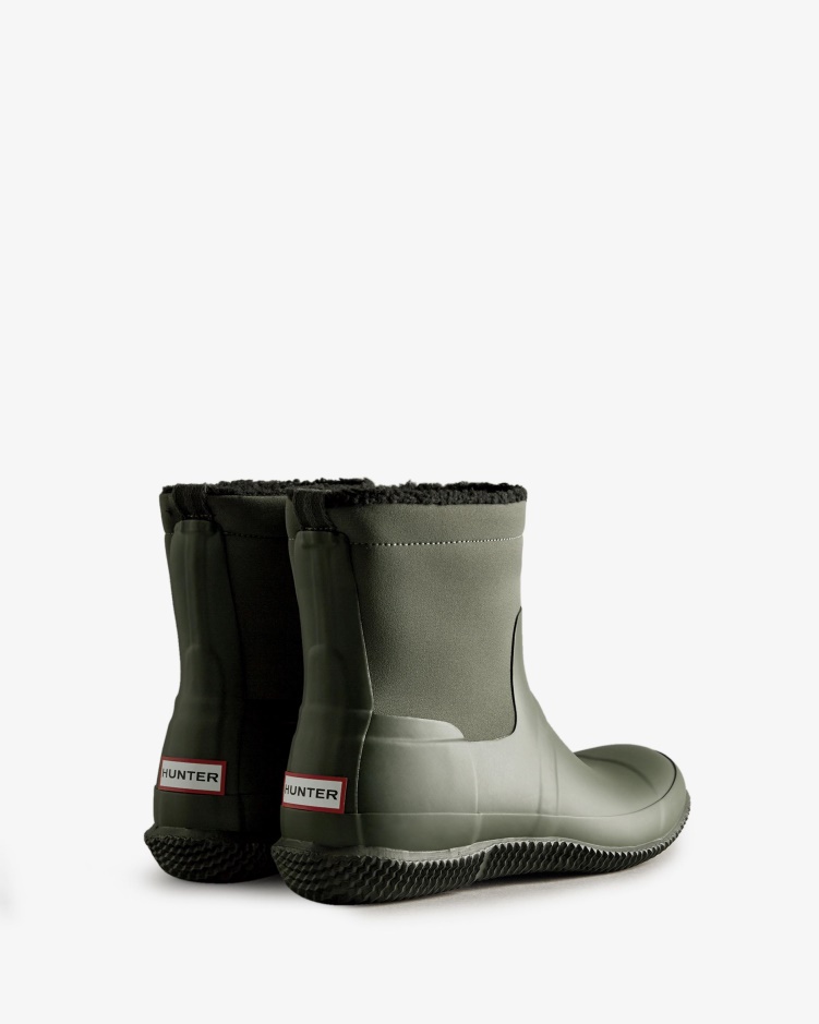 Hunter Heren Geïsoleerde Roll-top Vegan Shearling Boots Donker Olijfgroen