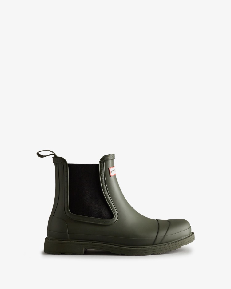 Hunter Commando Chelsea Boots Donker Olijfgroen