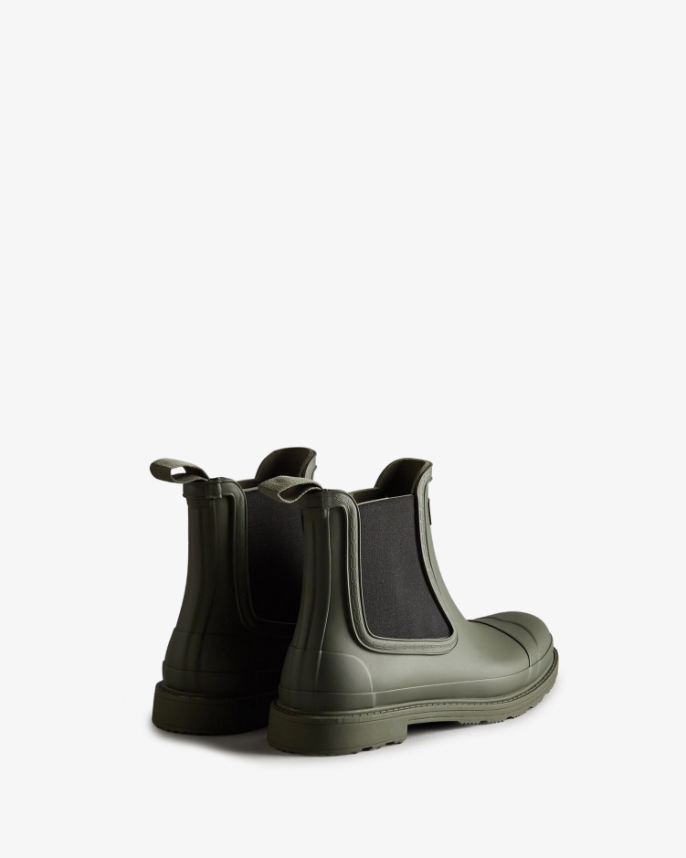 Hunter Commando Chelsea Boots Donker Olijfgroen