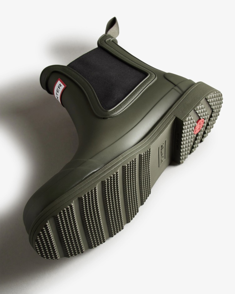 Hunter Commando Chelsea Boots Donker Olijfgroen