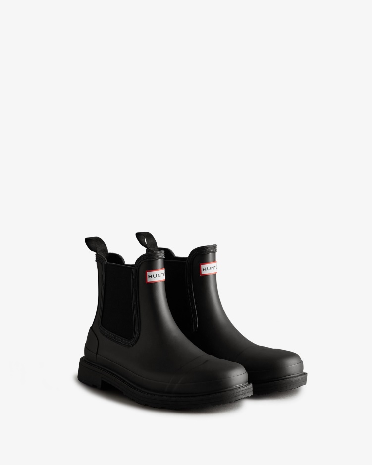 Hunter Commando Chelsea Boots Voor Dames Zwart