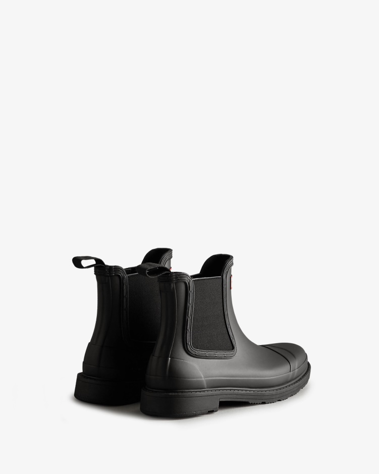 Hunter Commando Chelsea Boots Voor Dames Zwart