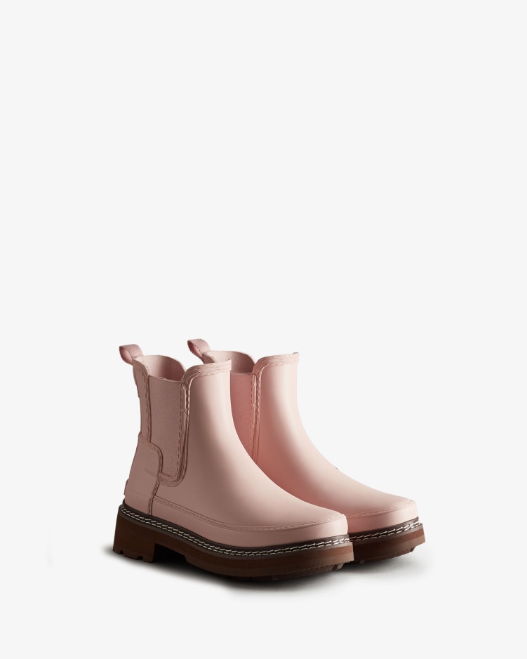 Hunter Chelsea Boots Met Verfijnde Stiksels Voor Dames Azalea Roze