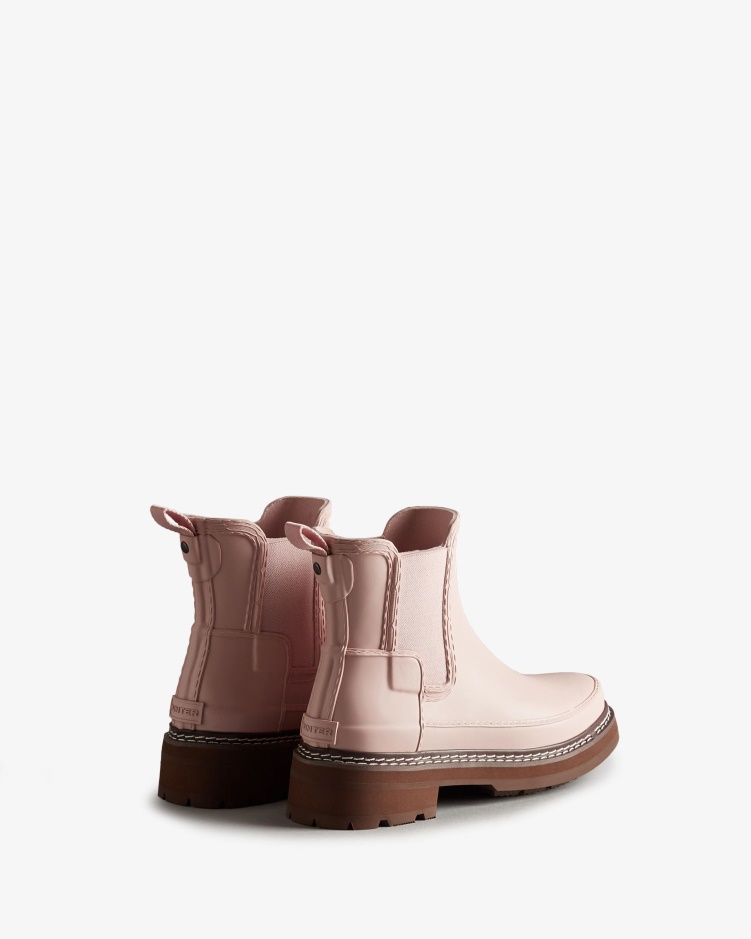Hunter Chelsea Boots Met Verfijnde Stiksels Voor Dames Azalea Roze
