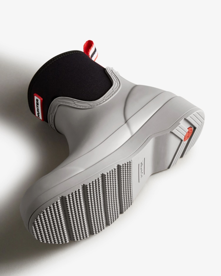 Hunter Play Korte Neopreen Regenlaarzen Voor Dames Steall Lichtgrijs