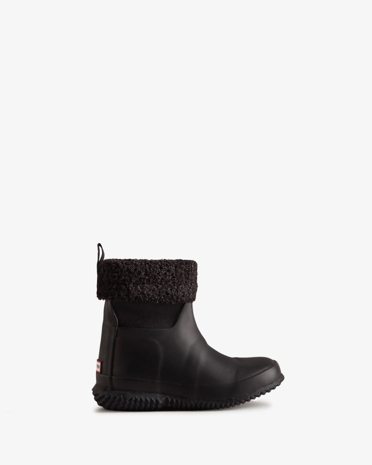 Hunter Little Kids (18 Maanden-6 Jaar) Geïsoleerde Roltop Vegan Shearling Boots Zwart