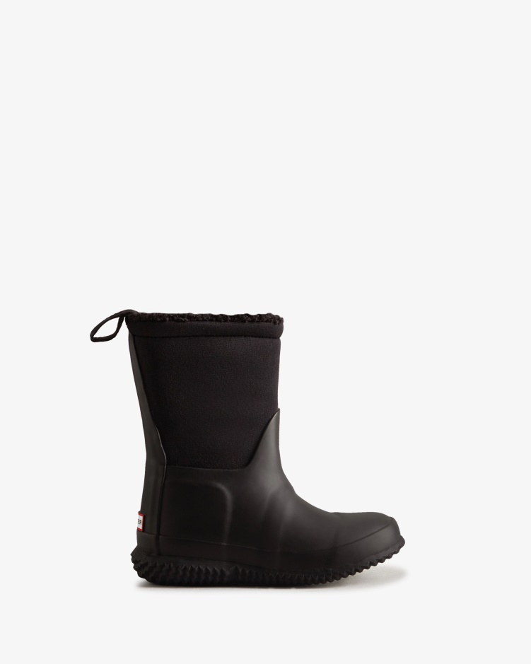 Hunter Little Kids (18 Maanden-6 Jaar) Geïsoleerde Roltop Vegan Shearling Boots Zwart