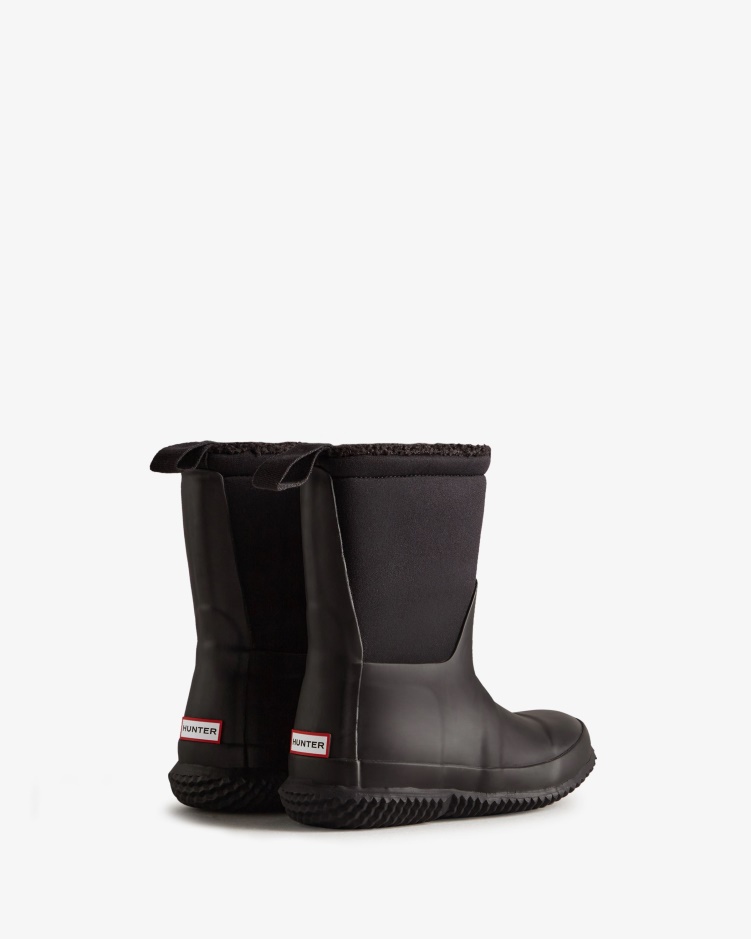 Hunter Little Kids (18 Maanden-6 Jaar) Geïsoleerde Roltop Vegan Shearling Boots Zwart