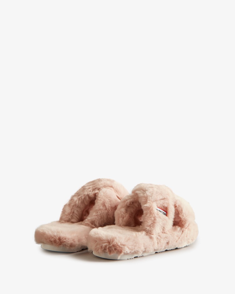 Hunter Imitatiebont Flatform Crossover Slipper Dames Azalea Roze