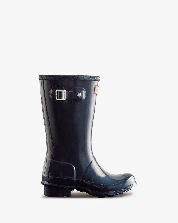 Hunter Original Big Kids (5-11 Jaar) Glanzende Regenlaarzen Navy