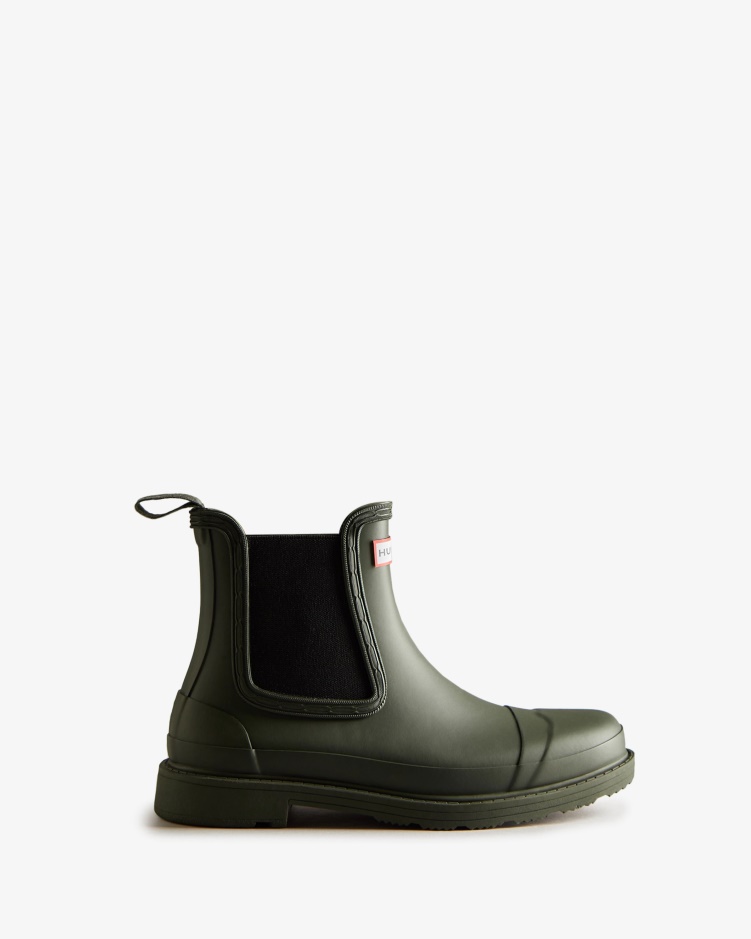 Hunter Commando Chelsea Boots Dames Donker Olijf
