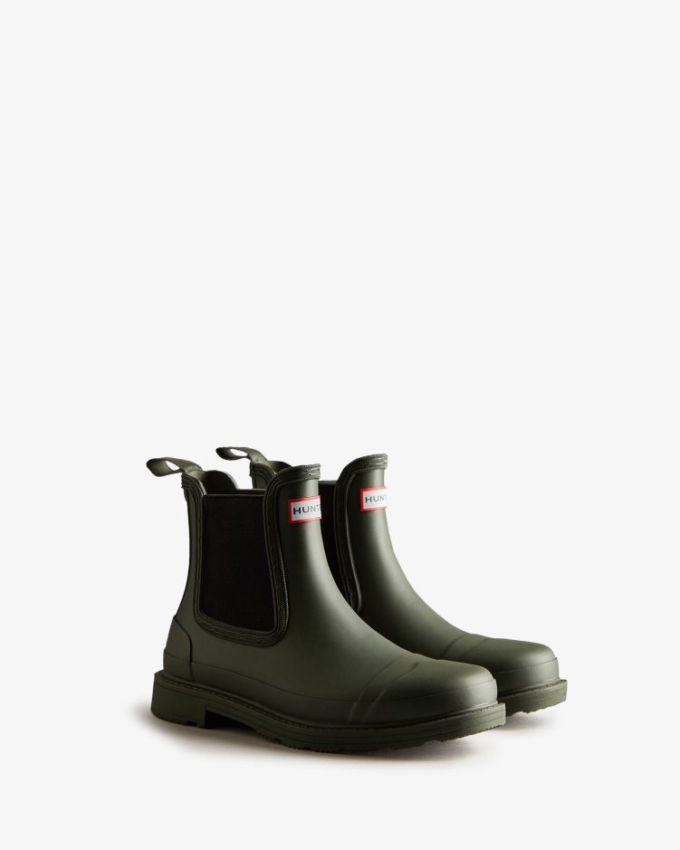Hunter Commando Chelsea Boots Dames Donker Olijf