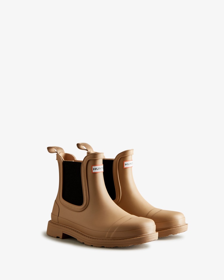 Hunter Commando Chelsea Boots Tawny Brown Voor Dames