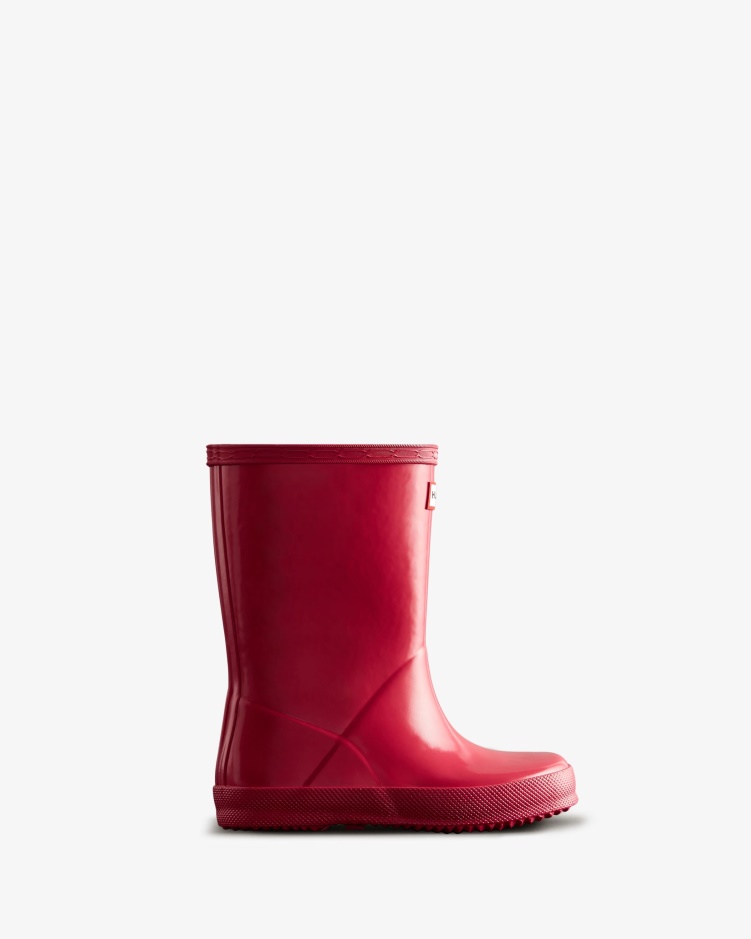 Hunter Original Kids First (18 Maanden-8 Jaar) Glanzende Regenlaarzen Felroze