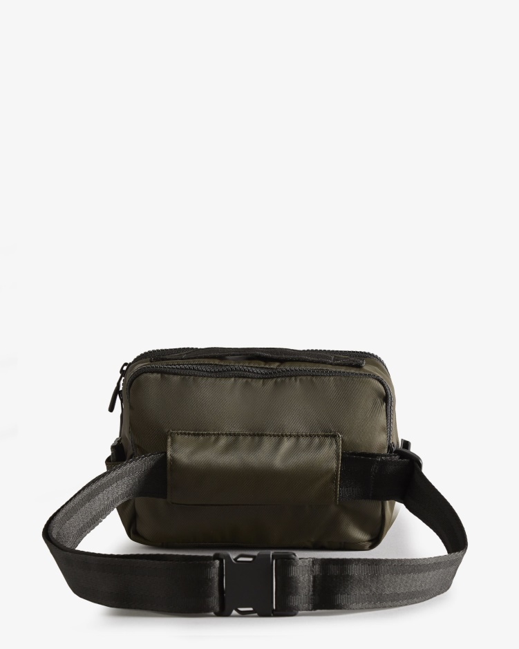 Hunter Nylon Three-way Top Clip Crossbody Tas Donker Olijfgroen