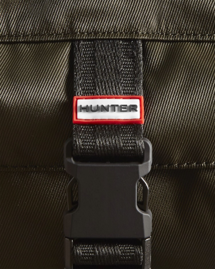 Hunter Nylon Three-way Top Clip Crossbody Tas Donker Olijfgroen