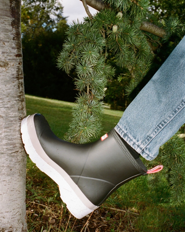 Hunter Heren Originele Play Korte Gespikkelde Regenlaarzen Zwart-steall Grijs