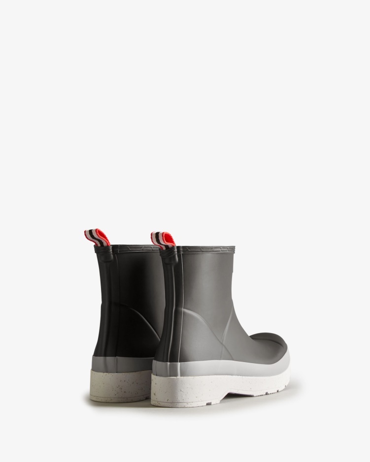 Hunter Heren Originele Play Korte Gespikkelde Regenlaarzen Zwart-steall Grijs