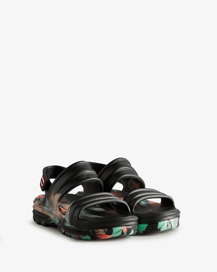 Hunter Bloom Marmeren Sandaal Voor Dames Zwart