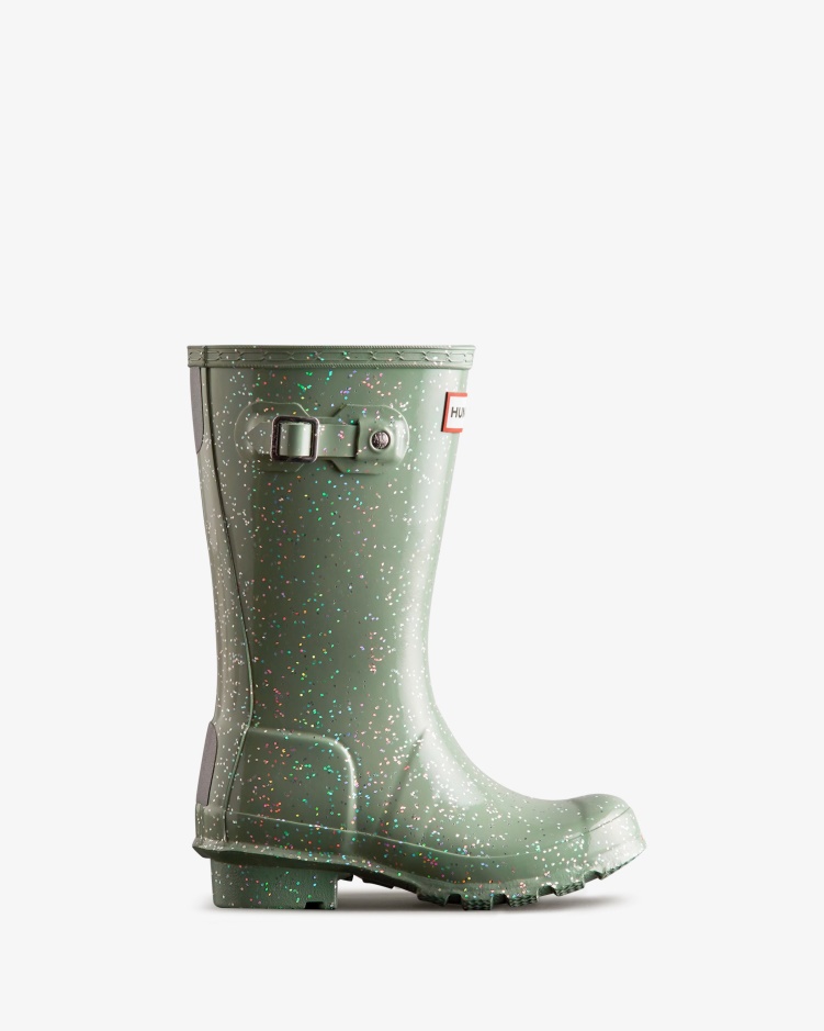 Hunter Big Kids (5-11 Jaar) Gigantische Glitter Regenlaarzen Sweet Gale Green