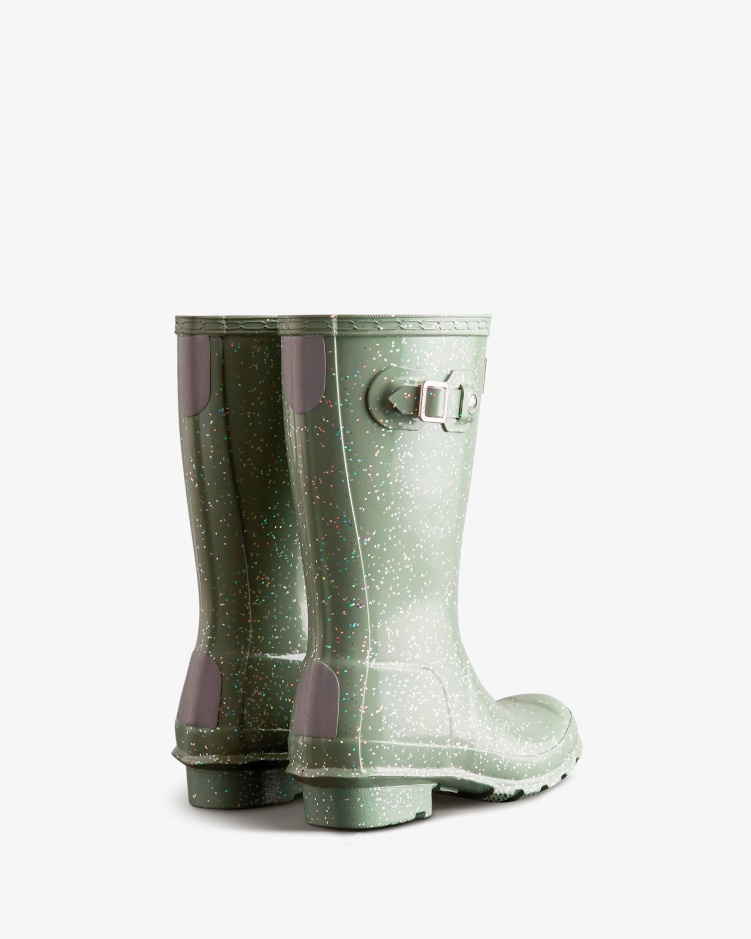 Hunter Big Kids (5-11 Jaar) Gigantische Glitter Regenlaarzen Sweet Gale Green
