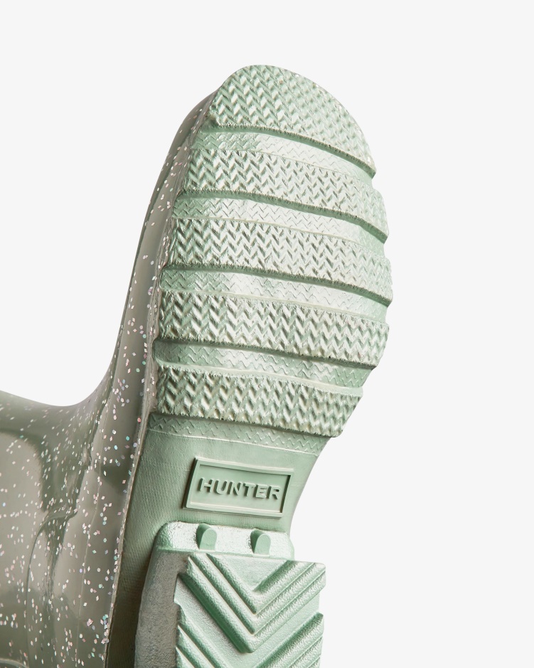 Hunter Big Kids (5-11 Jaar) Gigantische Glitter Regenlaarzen Sweet Gale Green