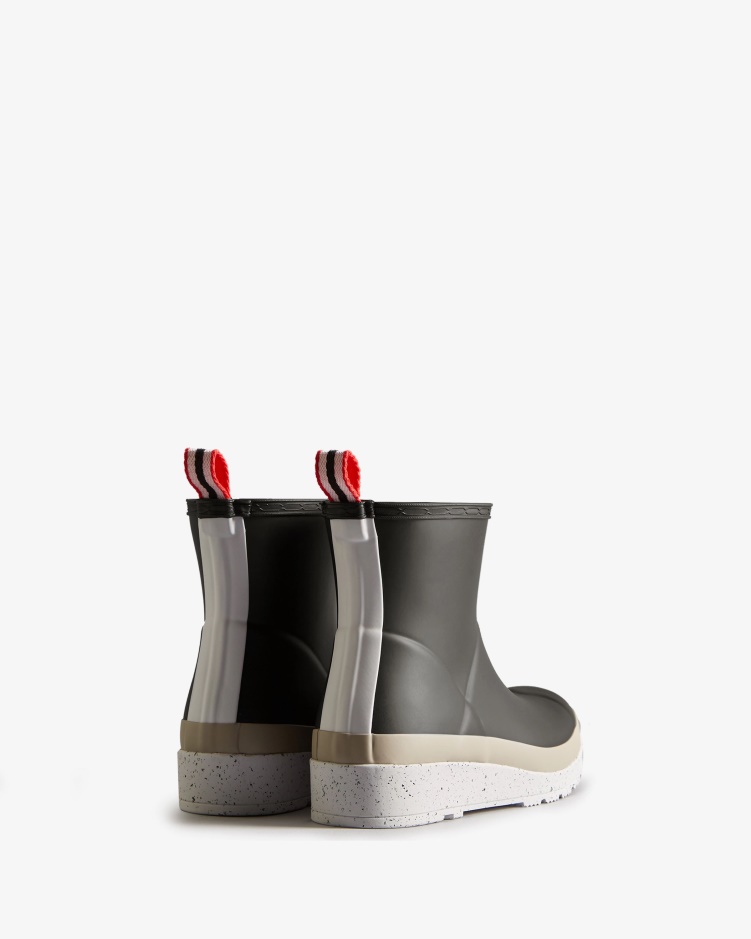 Hunter Dames Play Korte Gespikkelde Regenlaarzen Zwart-steall Grijs-spurrey