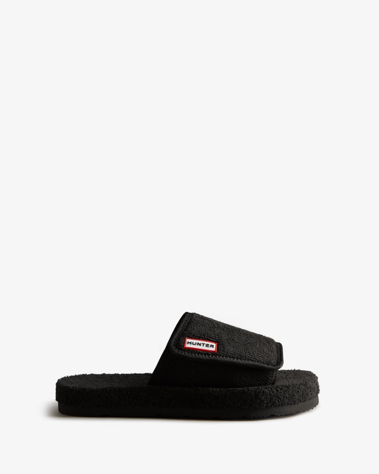 Hunter Dames Badstof Badstof Strandplatform Verstelbare Glijbaan Zwart