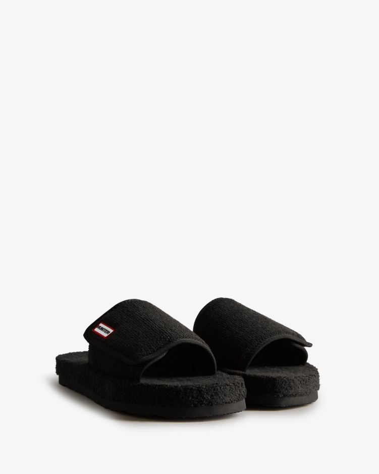 Hunter Dames Badstof Badstof Strandplatform Verstelbare Glijbaan Zwart