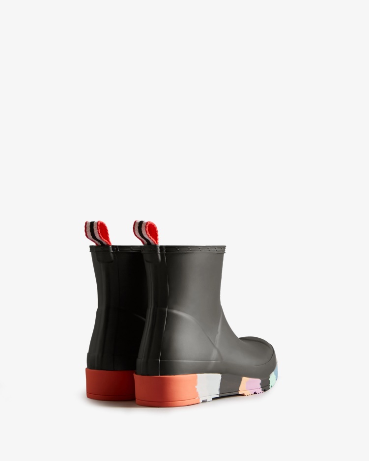 Hunter Dames Play Regenlaarzen Met Korte Streepzool Zwart - Meerdere Zool