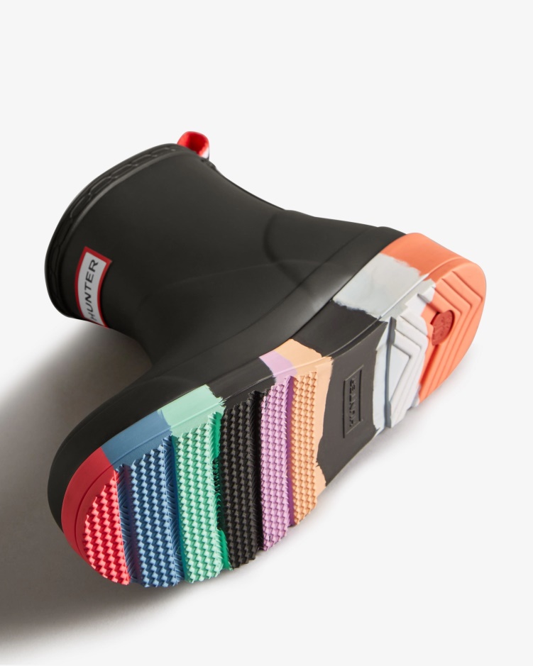 Hunter Dames Play Regenlaarzen Met Korte Streepzool Zwart - Meerdere Zool