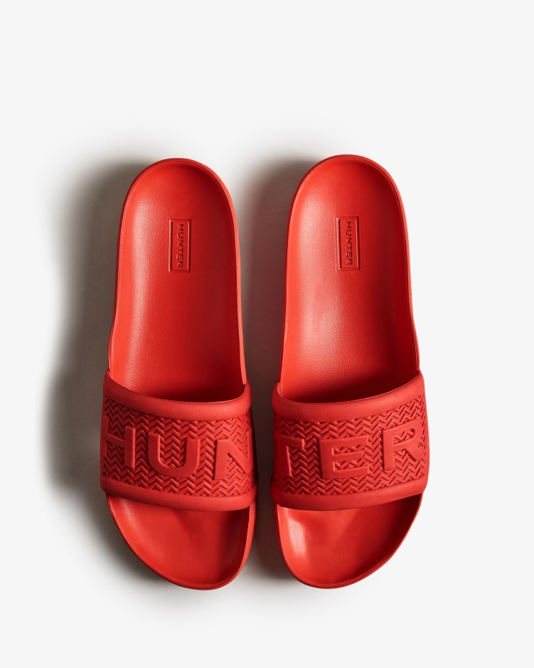Hunter Heren Bloom Slides Logo Rood