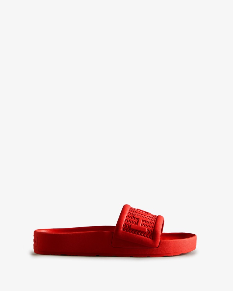 Hunter Heren Bloom Slides Logo Rood