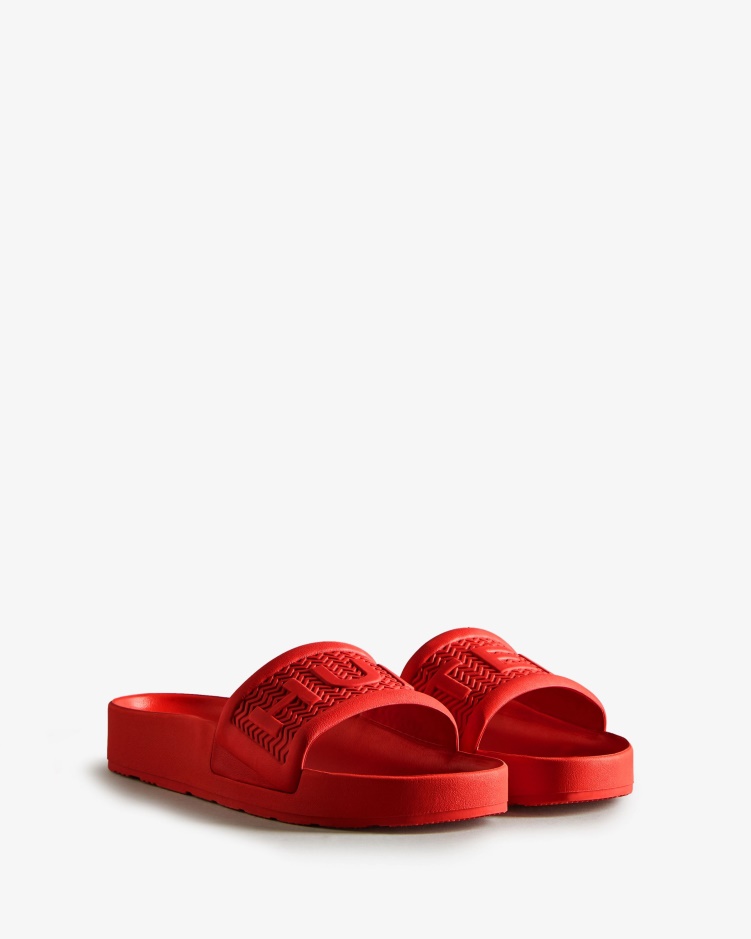 Hunter Heren Bloom Slides Logo Rood