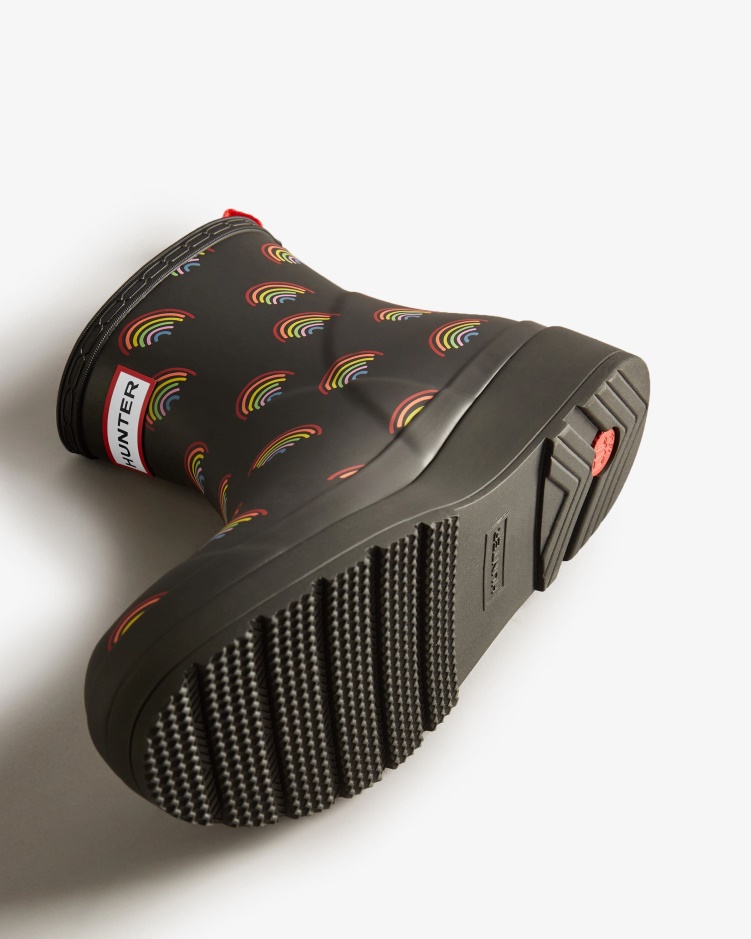 Hunter Dames Play Korte Mini Regenboog Regenlaarzen Mini Regenboog Print