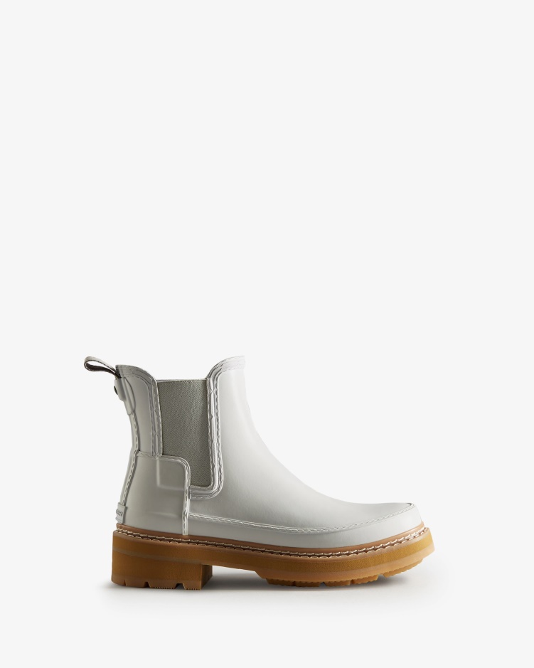 Hunter Chelsea Boots Met Verfijnde Stiksels Voor Dames, Spurrey Wit