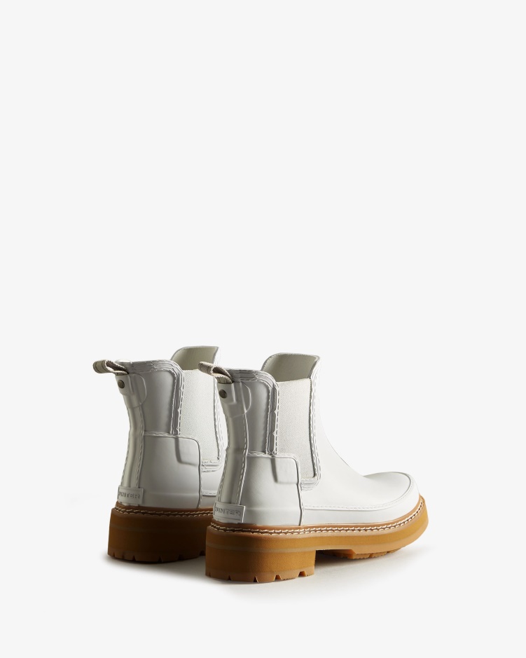 Hunter Chelsea Boots Met Verfijnde Stiksels Voor Dames, Spurrey Wit