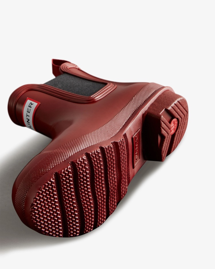 Hunter Originele Glanzende Chelsea Boots Dames Herfst Rood-zwart