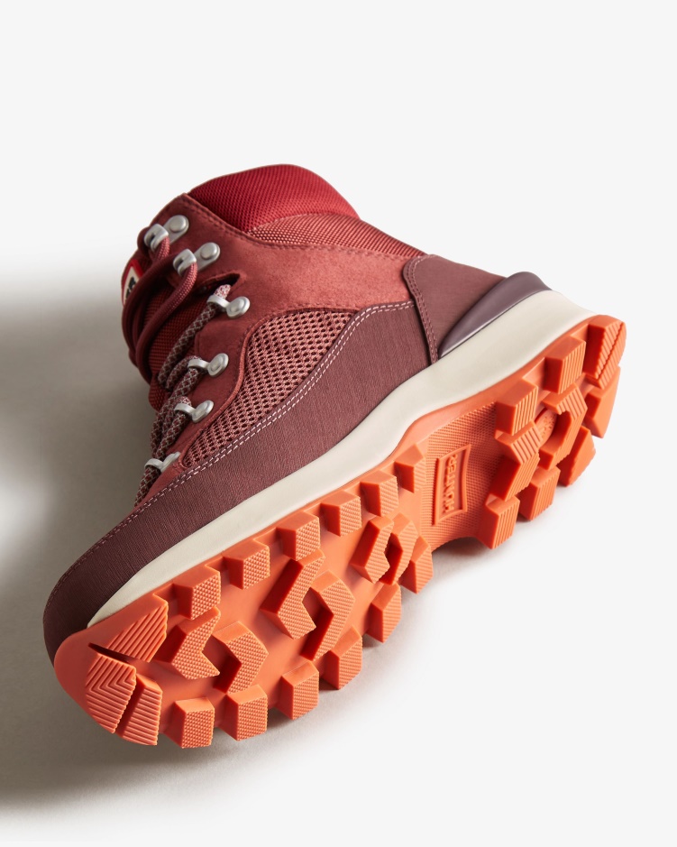 Hunter Dames Explorer Geïsoleerde Veterboots Gedempt Berry-ruskea Bruin-herfstrood