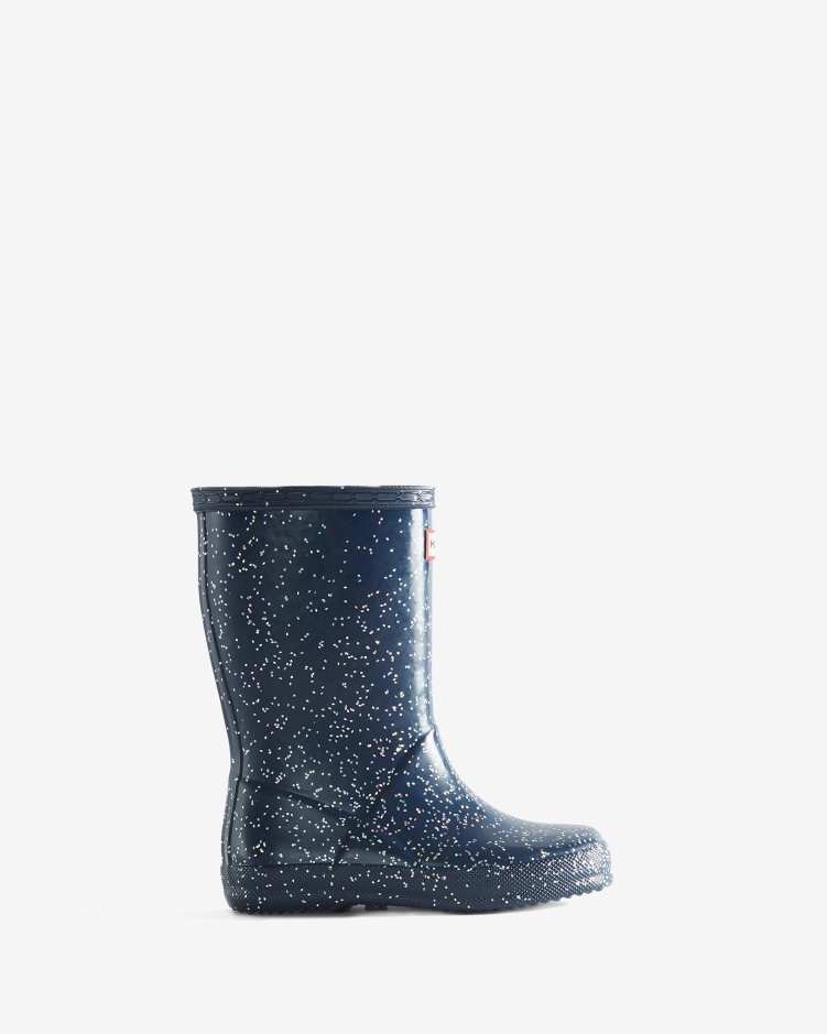 Hunter Kids First (18 Maanden-8 Jaar) Gigantische Glitter Regenlaarzen Valtameri Blauw