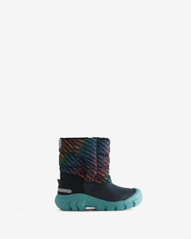Hunter Little Kids (18 Maanden - 6 Jaar) Intrepid Geïsoleerde Snowboots Met Regenbooglogo Print Hunter Logo Regenboog Xray Marine