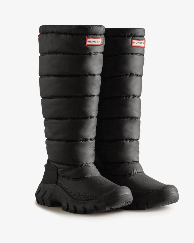 Hunter Intrepid Geïsoleerde Hoge Snowboots Voor Dames Zwart